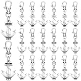 Yinkin Silver Anchor Keychain Ocean Themed Keychain Wedding Favors for Guests Nautical Party Favors Souvenirs Gifts(30 Pcs)