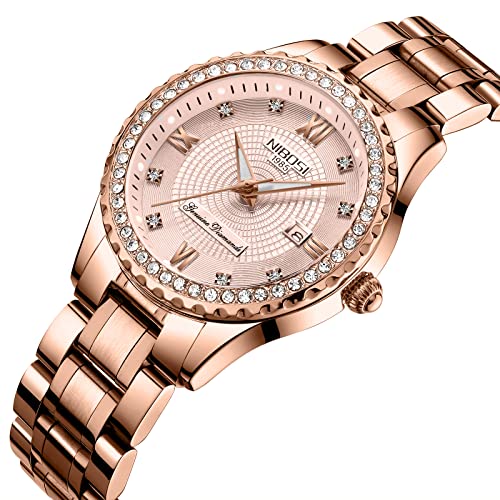 NIBOSI-Women-Watches-Analogue-Wrist-Watches-Watches-for-Womens-GirlsMissLadies-Rose-Gold-Dial-Watch-with-Stylish-Diamond-Studded-Watches