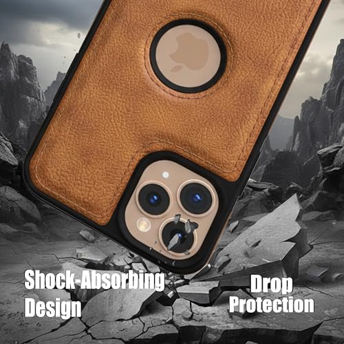Image of Leather Case for Apple iPhone 11 Pro Max Premium Protective Stylish Slim Cover with Shockproof Raised Edges Brown