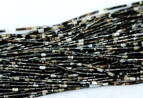 Agate noire naturelle de qualité supérieure en tube colonnaire de 4x13mm pour joaillerie