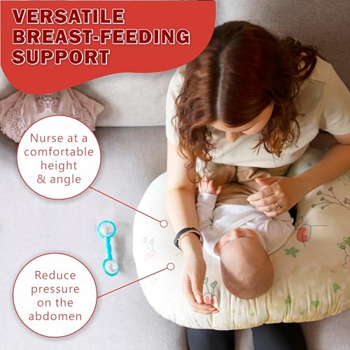 Image of Motherly Maternity Feeding Pillow for Newborn Baby with Detachable Cotton Cover & Convinient Side Pocket, Nursing Pillow with Extra Baby Head Pillow, Infant Support for Baby & Mom Cradle (Zoo)