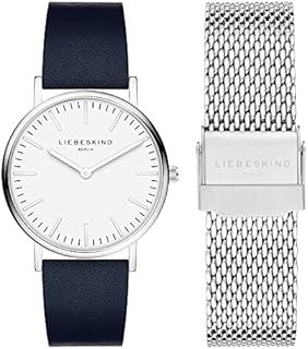 Liebeskind Damen Analog Quarz Uhr mit Leder, Edelstahl Armband LS-0965-MQB