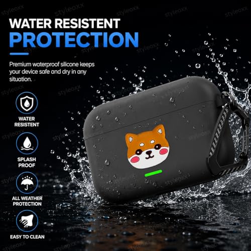 Image of Anvique Silicone Case Cover for Realme Buds T500 Pro, Shockproof Protective Earbuds Cover with Keychain Hook, Anti-Scratch Soft Silicone Skin, Full Body Protection Case (ShibaDog)