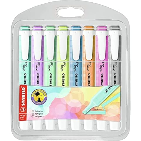 Textmarker - STABILO swing cool Pastel - 8er Pack - mit 8 verschiedenen Farben Cover