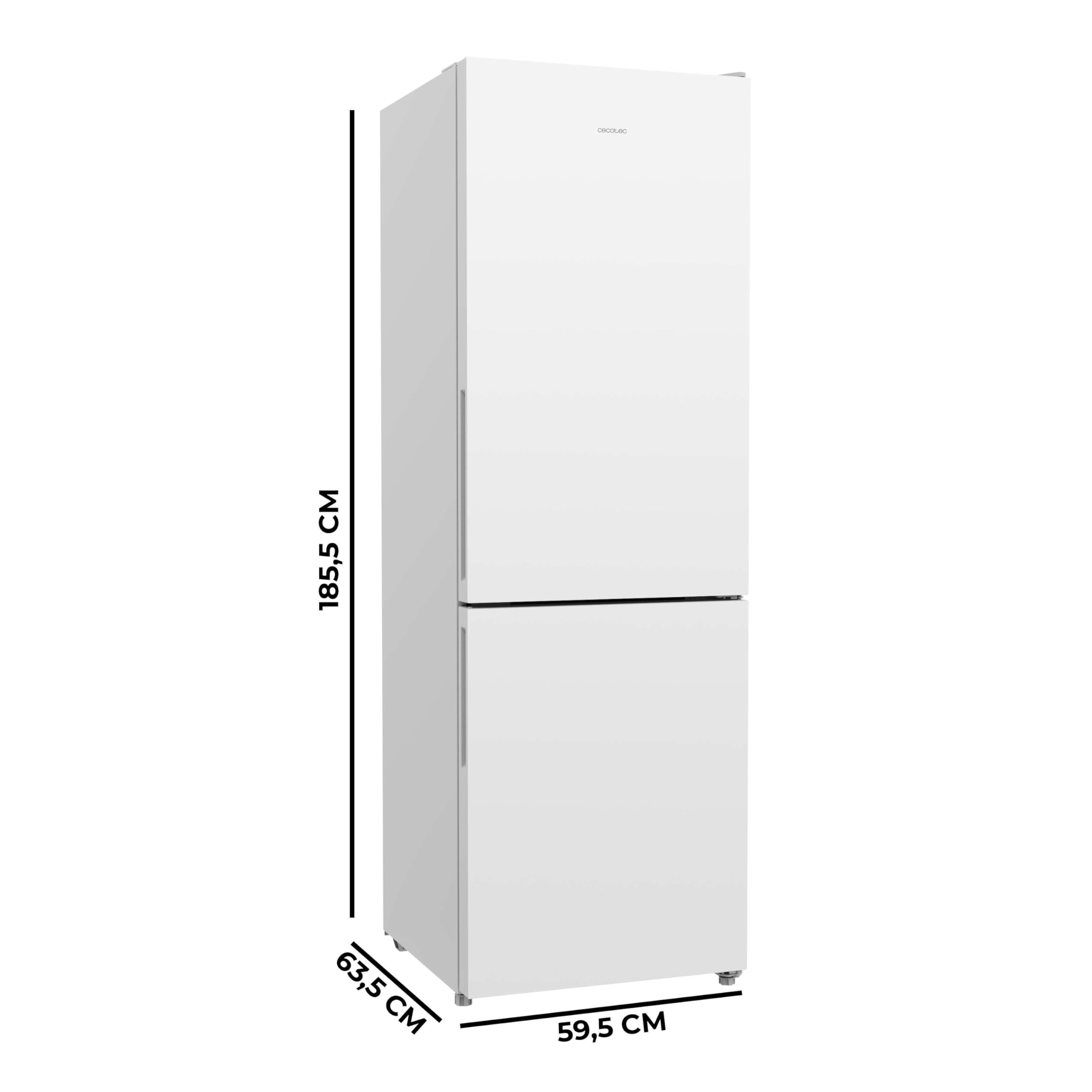 Cecotec Réfrigérateur Combi 322L Total NoFrost Bolero CoolMarket Combi 322i White D. Hauteur 185,5cm, Largeur 59,5cm, Multi Airflow, HumidityFlex HUB, Éclairage LED, Verre Blanc Premium