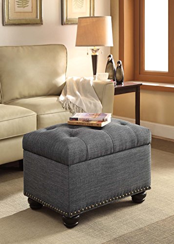 Convenience Concepts Designs4Comfort 5Th Avenue Storage Ottoman, 24"L X 18"W X 18"H, Dark Charcoal Gray Linen #TOP1