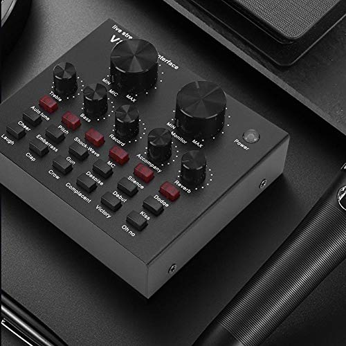 Externe Misch-Soundkarte V8 Portable 6 Modi 18 Soundeffekte Digitaler Audio-Mixer mit drahtloser Bluetooth-Verbindung für Smartphone-Computer