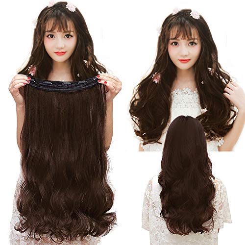Image of Pack of 2, Stylish Dark Brown Women's Synthetic Curly Hair Extension with Bridal Hair Bun Juda Hair Extension Synthetic Curly (5 Clips Curly Natural Black Brown)