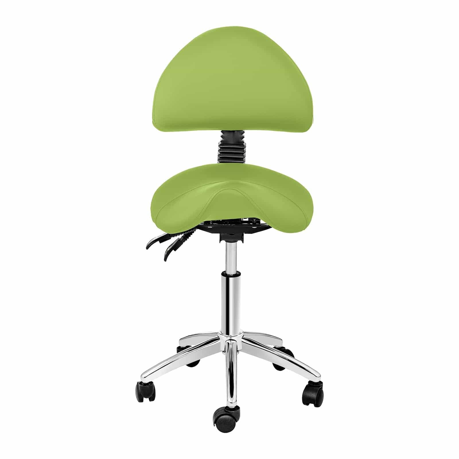 Physa Siège-Selle avec Dossier Assis Debout Ergonomique De Cheval Tabouret Physa Berlin Light Green (90-120°, 55-69 cm, 150 Kg, Pivotant, roulettes, Pomme)