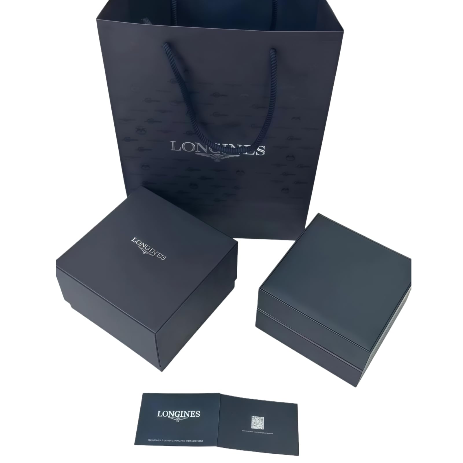 Ensemble Coffret Cadeau Montre Homme Emballage Complet Sac Transport Carton Extérieur Bois Bleu pour Longines PrimaLuna