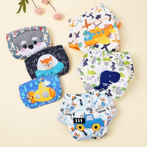 AUYAO Baby Töpfchen Trainingshose 6Pcs Baumwolle Kinder Töpfchentraining Unterwäsche Toilettentraining Höschen Kleinkinder Töpfchen Hosen Kinder Trainingshosen Jungen Mädchen Trainerhose 2-3 Jahre L