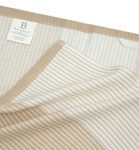 Image of Premium Kitchen Towels 100% Cotton 20 inchx28 inch 6-Pack - Tan | Large 238 GSM yarn dyed flat woven 100% cotton kitchen towel set for lightweight absorbent everyday drying