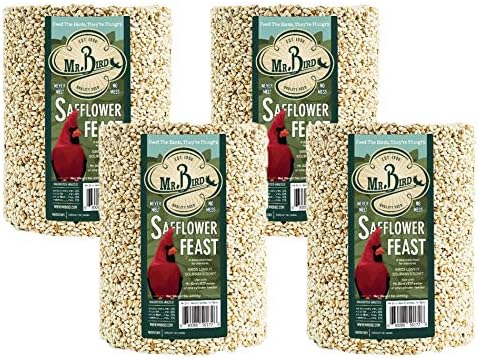 4-Pack of Mr. Bird Safflower Feast Large Wild Bird Seed Cylinder 5 lbs.