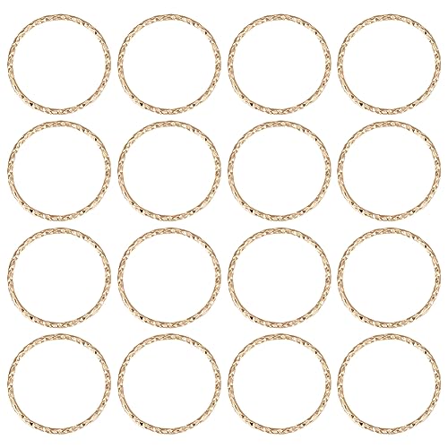 Beebeecraft 1 caja de 50 anillos de Salto Cerrados 18mm de Latón Chapado En Oro de 18 quilates con Textura Redonda para Pendientes Pulseras Collares Joyas Manualidades