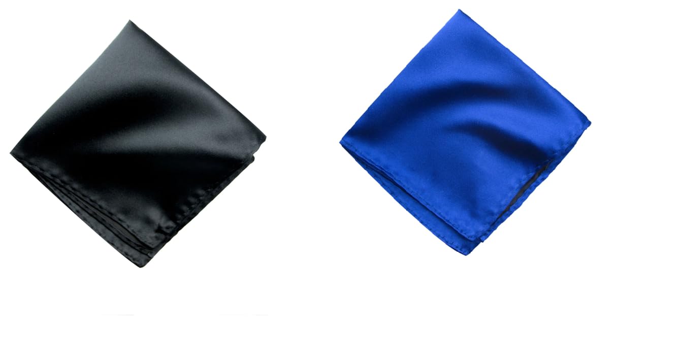Men's Pocket Square Set – Black & Royal Blue (Pack of 2) | 10x10 inch Satin Finish Handkerchief for Blazer, Tuxedo, Suit, Wedding & Formal Wear-image-19