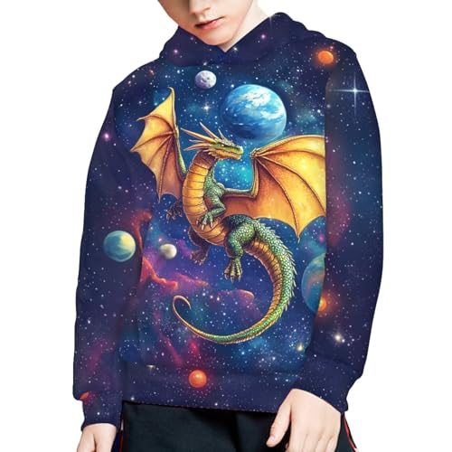 Image of WELLFLYHOM Boys Hooded Sweatshirts Hoodie Pullover Cool Graphic Crewneck Blouses Size 6-16