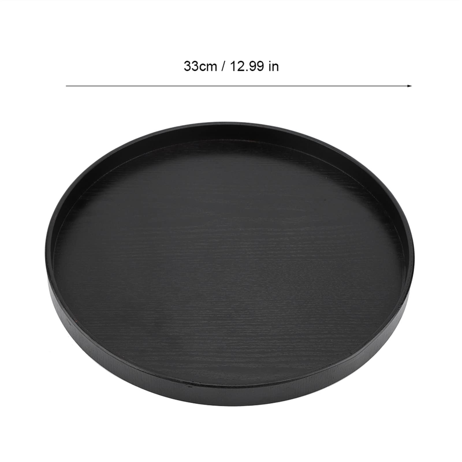 3NH® Breakfast in Bed Tray Black Round Tray Natural Wooden Tea Tray Plate Snacks Cake Dessert for Hotel Home Serving Tray Great for Serving Tea Coffee 1