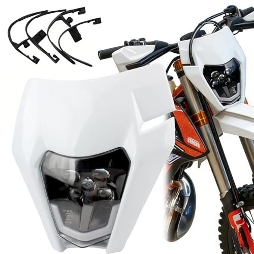 CeyKvo Motorrad Scheinwerfer LED Hauptlicht für KTM EXC250 SX250 SXF250 EXC450 SX350 SXF450 EXC525 640LC4 125cc Enduro Supermoto Offroad Dirt Bike (Weiß)