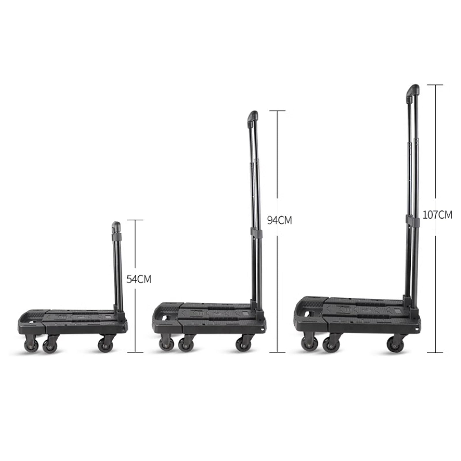 Genérico Carro Plegable de Alta Resistencia, Plataforma portátil, Altura Ajustable, Capacidad de Carga de 200 kg, Ideal para Compras, Equipaje y Transporte de Materiales.