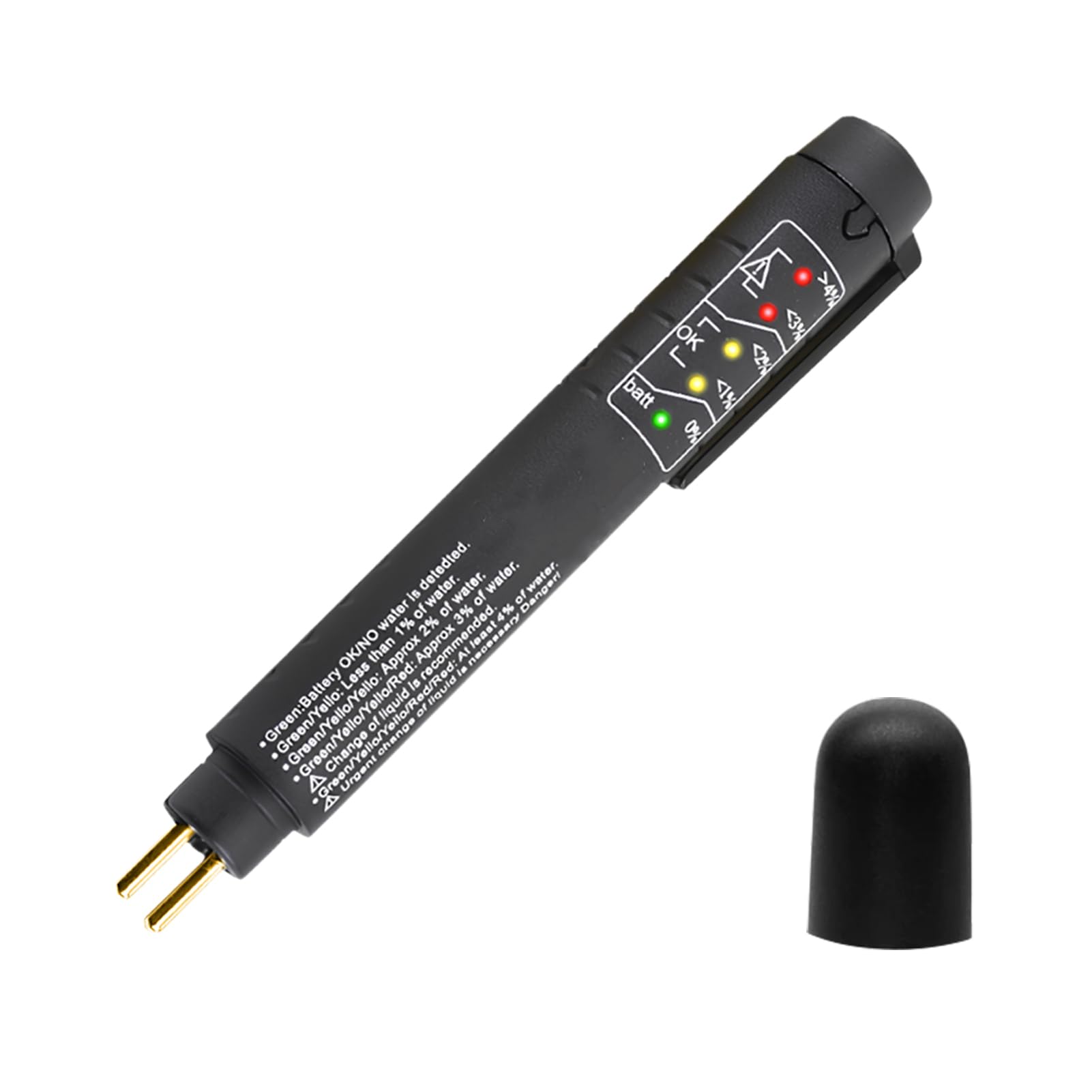 Tester Liquido Freni, Tester Olio Freni Universale con 5 LED Indicatore, Penna per Controllo DOT3 DOT4 DOT5, Rilevatore Contenuto Acqua, Strumento Portatile per Auto Moto Veicoli Officine Meccanici