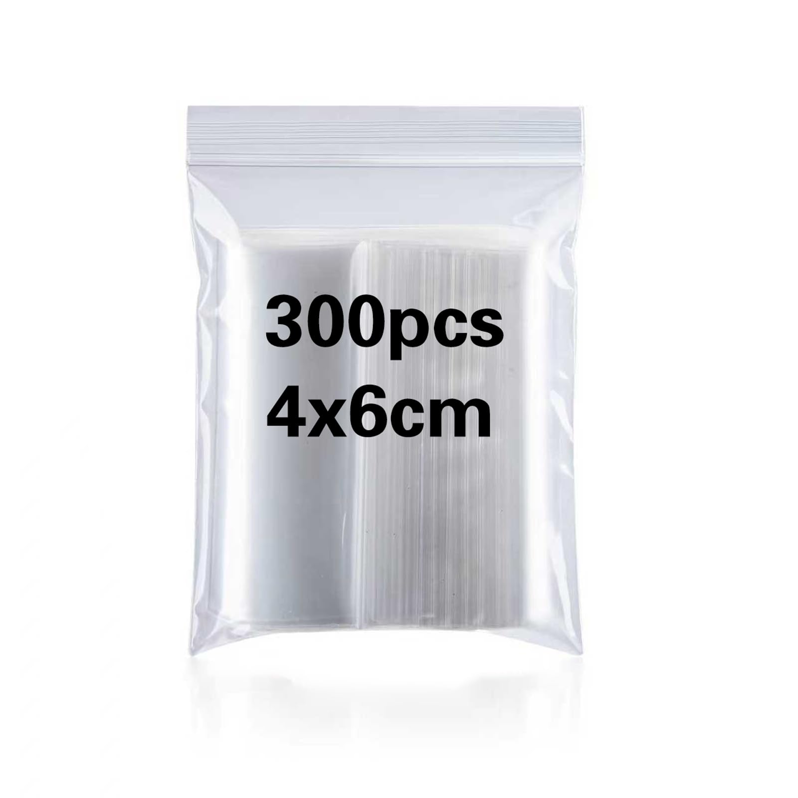 Small Grip Seal Bag 300Pcs 4x6cm Tiny Sealable Plastic Pouch Little Clear Ziplock Seed Beads Bags Reusable Transparent Polythene Pouches for Storage Beads Jewellery Food