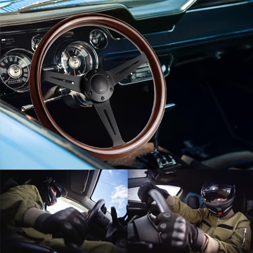 Qymopay 6974467618853 14'' 6-Bolt Wood Grain Racing Steering Wheel Vintage Nostalgic Style Car Steering Wheel thumb #5