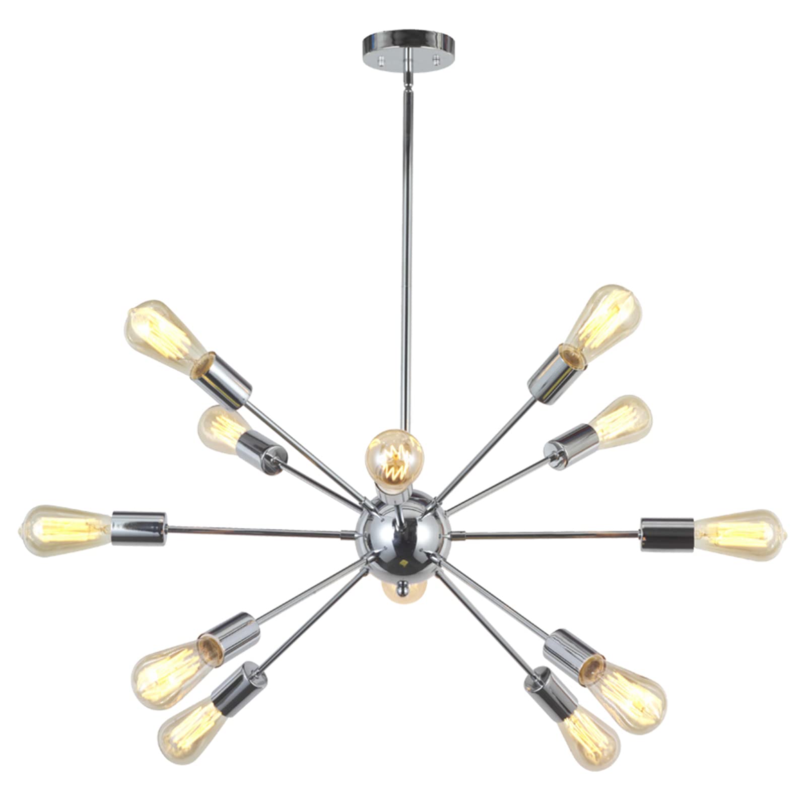 BONLICHT Sputnik Chandeliers Chrome 12 Light Dining Room Lighting Fixtures Hanging, Kitchen Island Metal Pendant Lights Contemporary Modern Flush Mount Ceiling Light Adjustable Rods for Living Room