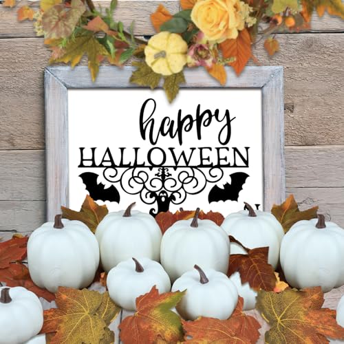 Image of Ghrdopy Fake Pumpkins, 8 Pcs White Artificial Pumpkins, Plastic Pumpkins for Thanksgiving Party Table Centerpiece Autumn Home Decoration-A