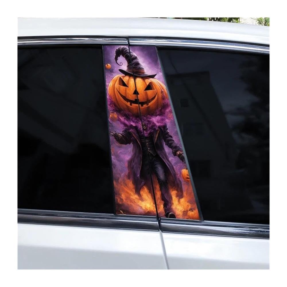 Decorative Items 2pcs Halloween Horror Pumpkin Stickers Car B-Pillar Stickers DIY Car Door Pillar Decoration Sticker(F)