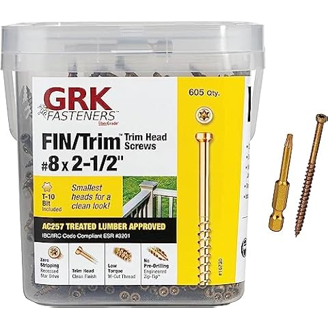 GRK 772691167309 8 x 2-1/2" Fasteners 16730 FIN/Trim Screws 605CT, Gold, 605 Count Cover