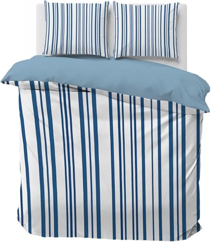 Funda Nordica Reversible Cama 80/90 Rayas Azul Marino 3D Funda Nórdica Edredon 135x200 cm con 1 x Funda de Almohada 2 Piezas Ropa de Cama de Microfibra Suave, Rayas Azules a/6623