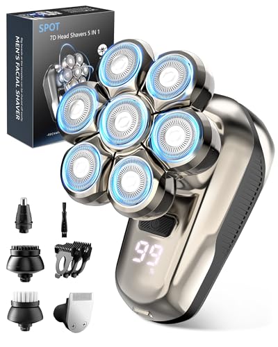 Head Shaver for Bald Men, 5-in-1 Electric Razor with 7D Floating & 2-Speed Modes, IPX7 Waterproof,...