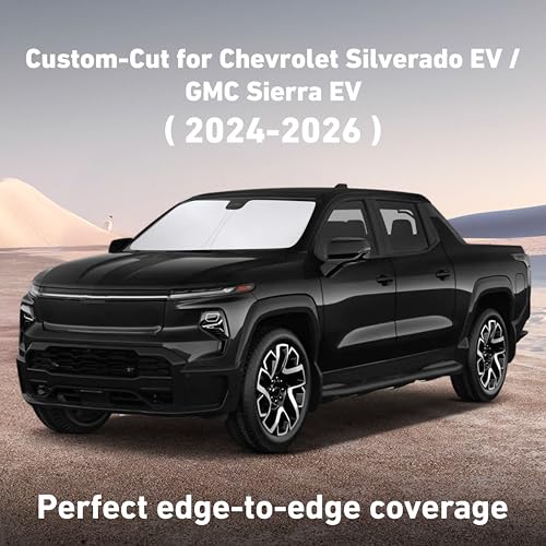 Image of EcoNour Windshield Sunshade Compatible for Chevrolet Silverado EV /GMC Sierra EV 2024 2025 2026, Sun Visor for Front Windshield & Window Sun Shade Cover, UV Heat Blocker & Protector, Car Accessories