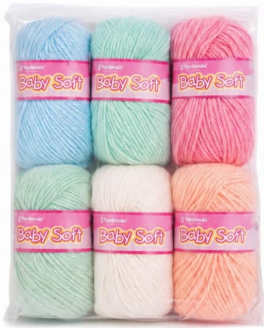 Image of Vardhman BabySoft Knitting Yarn | 100% Acrylic Wool | 4 Ply | Thin Knitting & Crocheting Hook Thread & Lightweight | Special Baby Wool | 150 Grams (6 Balls of 25g) | Machine Washable | Ideal for Blankets, Hats, Booties Ultra-Soft for Baby Sweaters, Blankets, Caps, Socks, Soft toys, Art & craft (Pastel Punch)