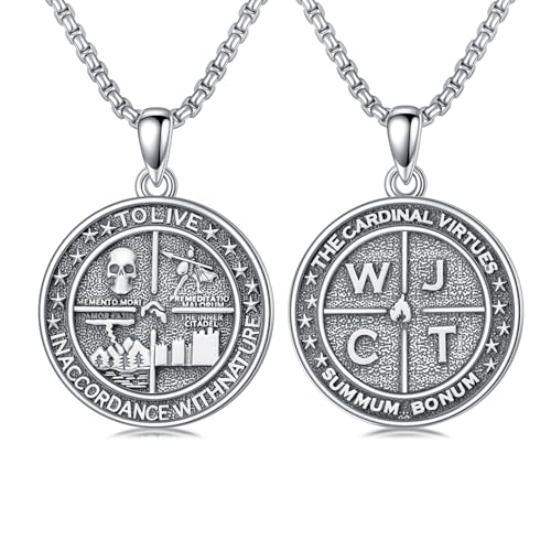 ROMANTICWORK Collier en argent sterling 925 Memento Mori avec pendentif tête de mort gothique Cadeau homme et femme