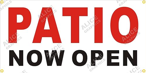 Letrero de pancarta abierto de patio de 22 x 44 pulgadas (diseño #1), cambio de texto existente disponible (opcional)