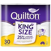Quilton 3 Ply King Size Unscented Toilet Tissue ( 175 Sheets per Roll, 121mm x 114mm), Pack of 30 rolls