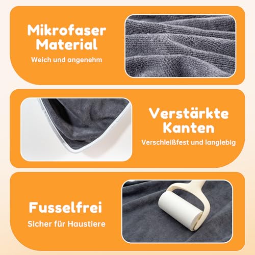 Laamsamling 120x70cm Hundehandtuch, 2 Stück Hundehandtuch Extra Saugfähig mit Griffaschen, Mikrofaser-Handtücher für Hunde und Katzen – ideal für Kleine, Mittelgroße und Große Hunde
