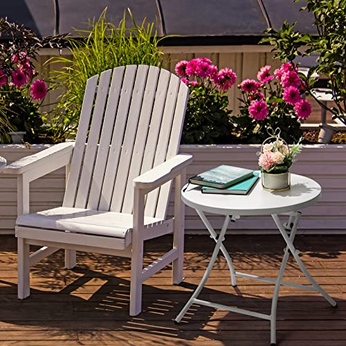 Teokj Outdoor Side Table, Folding Round Metal End Table, Weather Resistant Small Patio Accent Table For Porch Yard Balcony Deck (All White) #TOP7