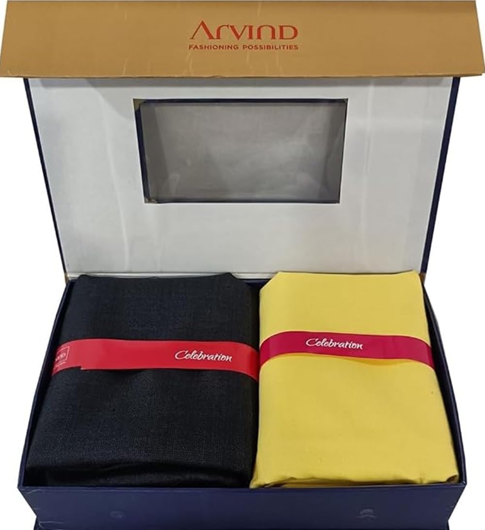 arvind Men's Combo Poly Cotton Shirt and Trouser Unstitched Fabric Set -Gift Pack (Multicolour_Free Size) 15-picture-16