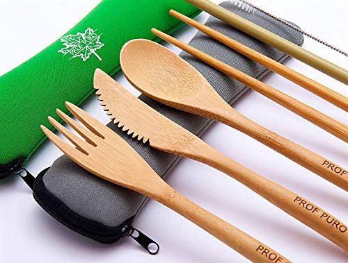 Black Friday - 40% OFF Bamboo Cutlery Set 2 pack - Spoon Knife Fork Straw Clean Brush Chopsticks Neoprene Bag - Reusable Camping Utensils (Grey + Green) 60% Off Discount Bamboo Cutlery Set 2 pack - Spoon Knife Fork Straw Clean Brush Chopsticks Neoprene Bag - Reusable Camping Utensils (Grey + Green)
