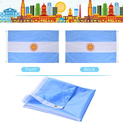 Image of AhfuLife Argentine Flag 3x5 Ft 4 PCS, Large Argentina National Flags for Outside - Double Side with Brass Eyelets for World Cup Party Decorations, Soccer Party Bar Garden Decoration Indoor Outdoor
