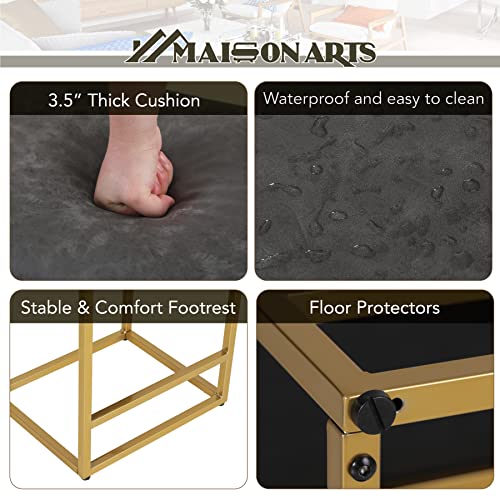 Maison Arts Gold Counter Height 24" Bar Stools Set Of 2 For Kitchen Counter Modern Barstools Upholstered Faux Leather Square Stools Backless Farmhouse Island Chairs,Support 330 Lbs,24 Inch,Grey+Gold #TOP5