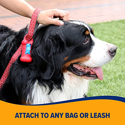 Image of Arm & Hammer Dog Bone Shape Poop Bag Dispenser, 30 Count, Baking Soda Blend | Leak-proof material, odor control formula, fun novelty shaped holder, convenient for daily walks and cleanup each single day