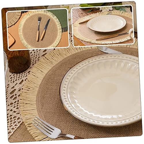 Set de table tissé rond isolant thermique en jute blanc x6 - 7