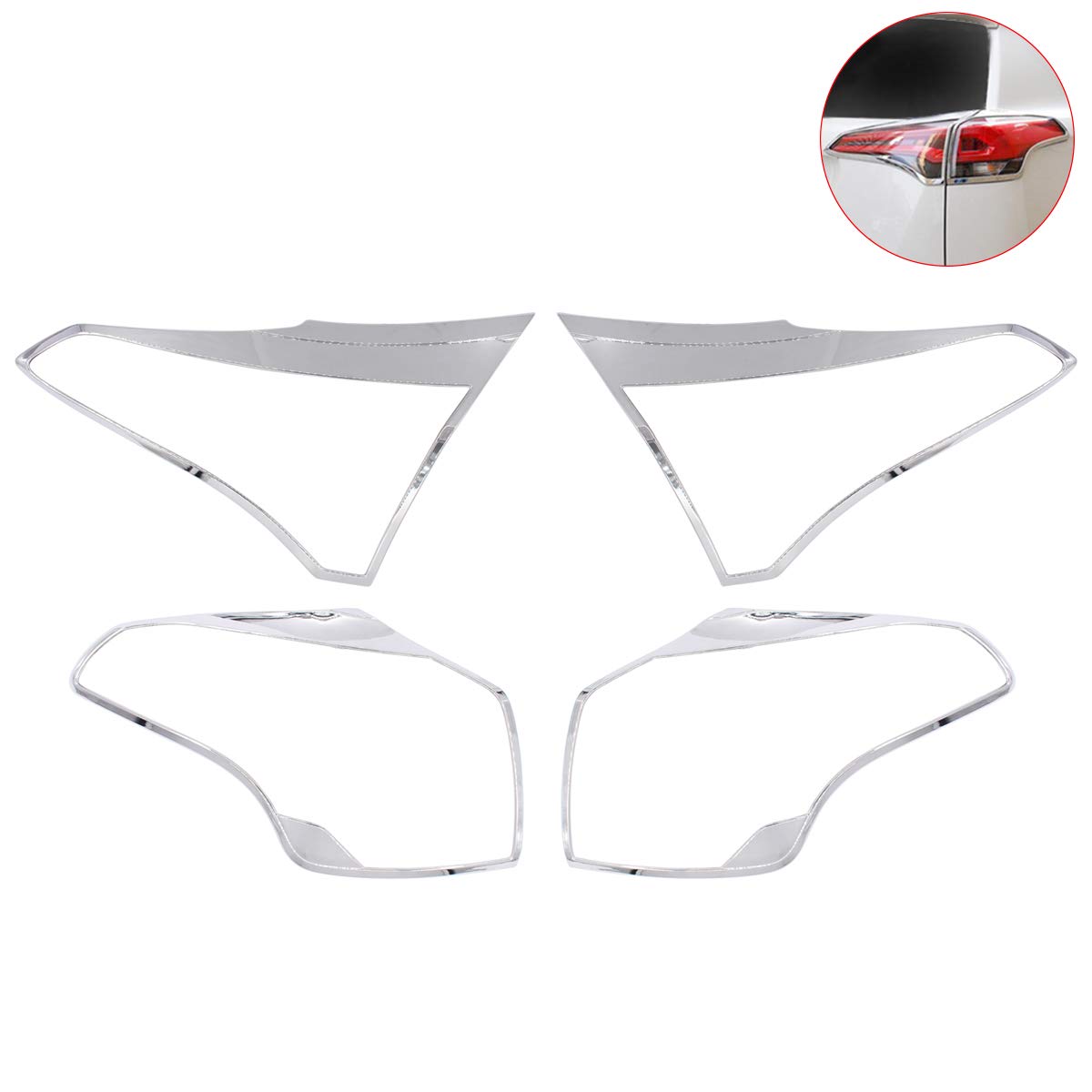 NewYall Set of 4 ABS Chrome Rear Tail Light Cover Trims Molding