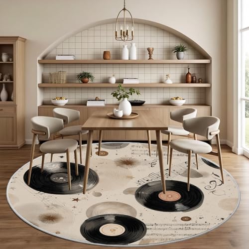 Tapete redondo vintage 4 pies vinilo no deslizante miniatura 5