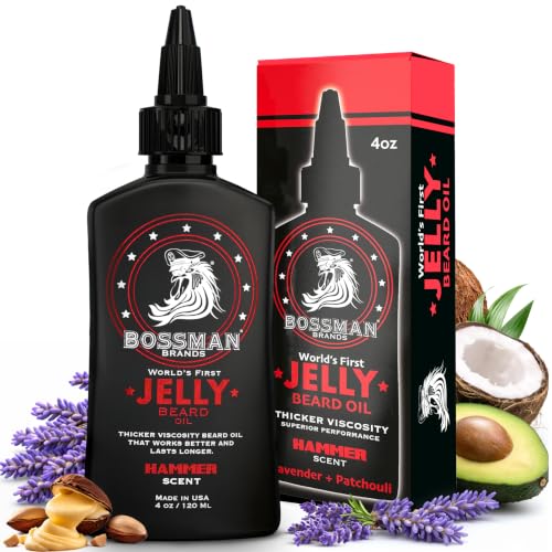 Bossman Jelly Beard Oil (4 oz) - Thicker Formula, Texas Made - Hammer Scent