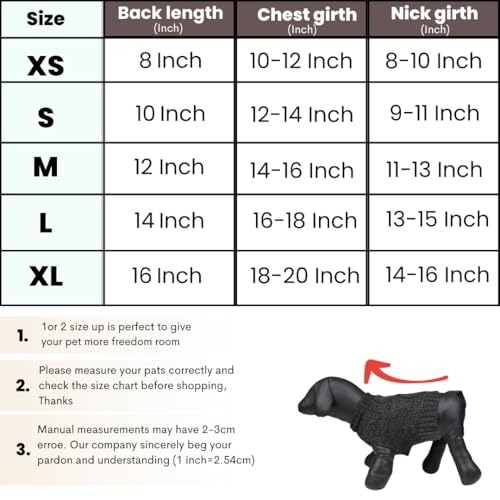 Image of Lulala Small Dog Autumn Sweater - Classic Turtleneck Knitwear for Cold Weather, Cable Knit Dog Outfits, Coat, Pet Apparel (Dark Grey, 12 Inch)