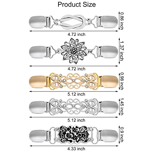 URATOT 5 Pieces Vintage Sweater Shawl Clips Flower Patterns Retro Cardigan Collar Dresses Clips Brooch Clips for Women Girls Favors, 5 Styles2